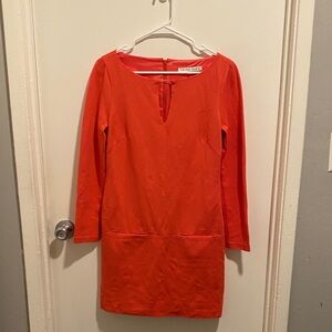 Trina Turk Orange-Red Long Sleeve Sheath Dress
